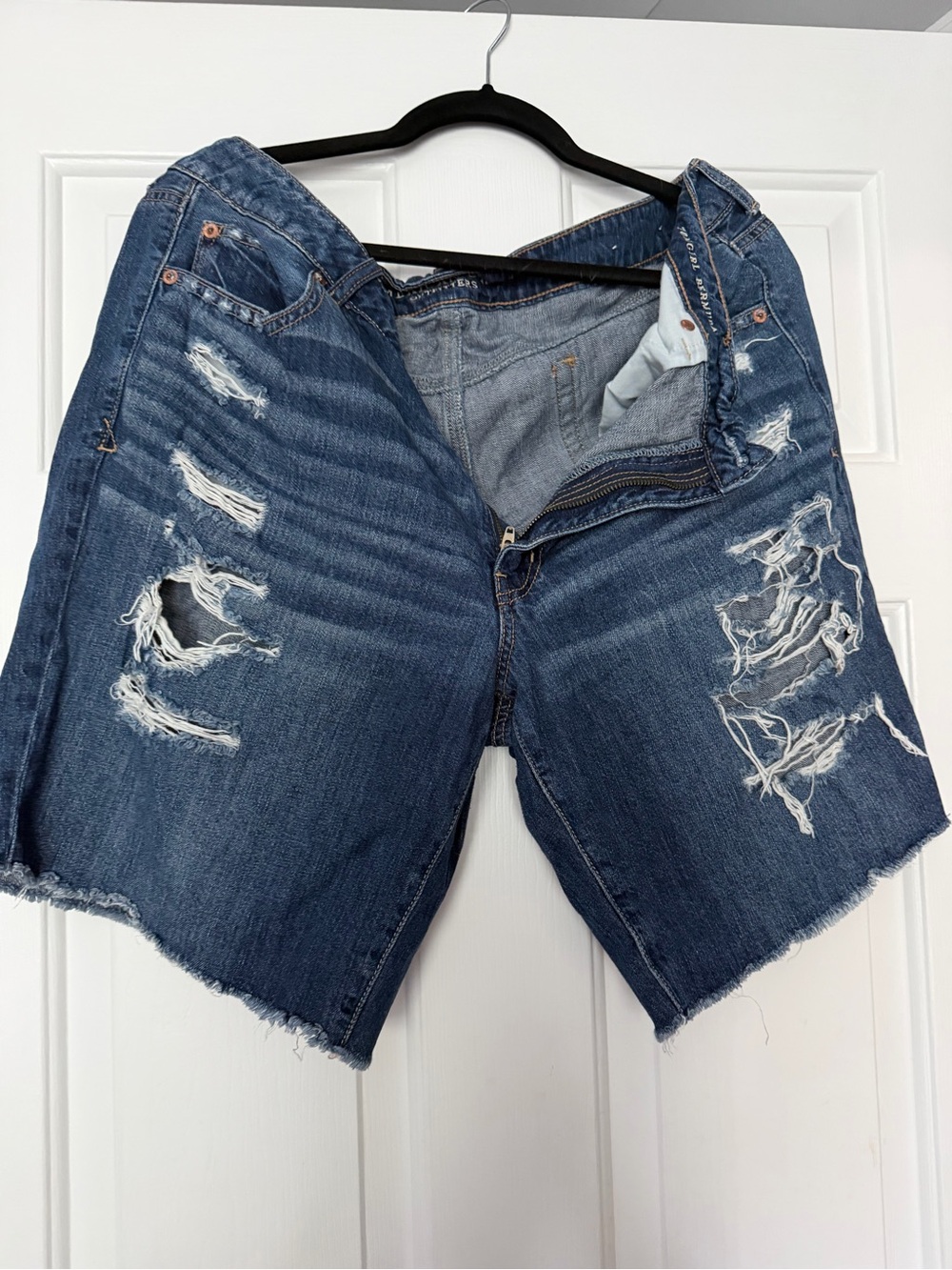 American Eagle Outfitters Ripped Dark Blue Denim Jean Shorts
